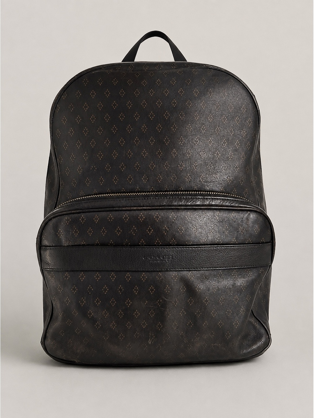 Coach Men’s Navy Signature Coated Canvas Leather Backpack